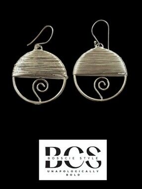 Silver Wire Wrapped Hoop Earrings Pierced